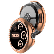 For Google Pixel Watch 3 45mm Diamond Electroplated PC Half Coverage Watch Protective Case(Rose Gold)