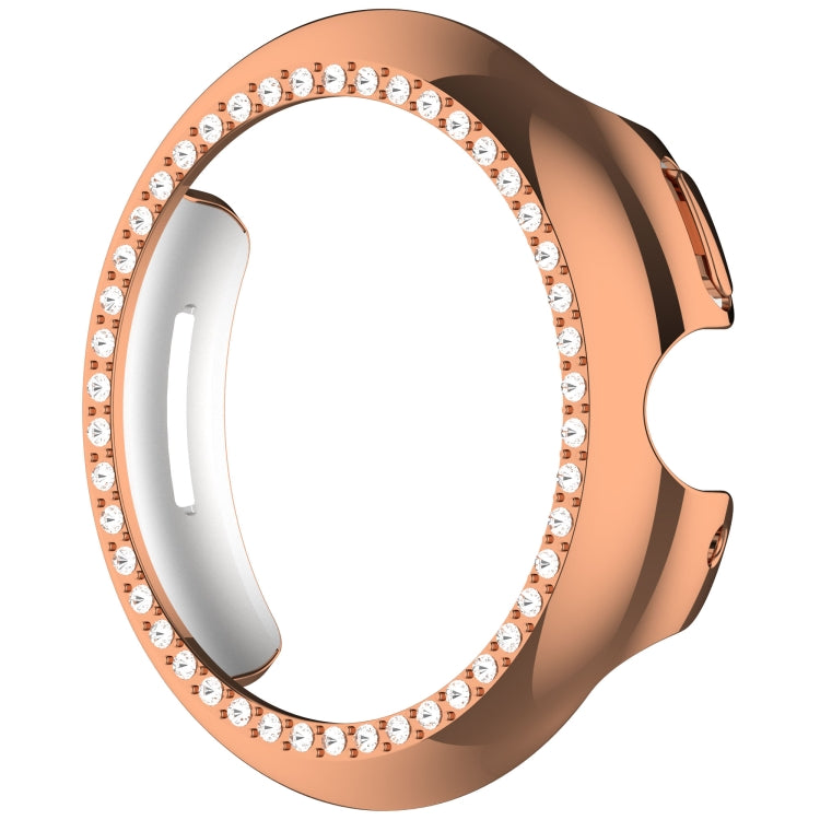 For Google Pixel Watch 3 45mm Diamond Electroplated PC Half Coverage Watch Protective Case(Rose Gold)