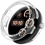 For Google Pixel Watch 3 45mm Diamond Electroplated PC Half Coverage Watch Protective Case(Transparent Color)