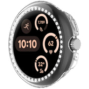 For Google Pixel Watch 3 45mm Diamond Electroplated PC Half Coverage Watch Protective Case(Transparent Color)
