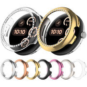 For Google Pixel Watch 3 45mm Diamond Electroplated PC Half Coverage Watch Protective Case(Transparent Color)