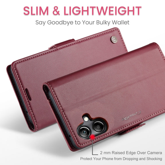 For Samsung Galaxy A06 CaseMe 023 Butterfly Buckle Litchi Texture RFID Anti-theft Leather Phone Case(Red)