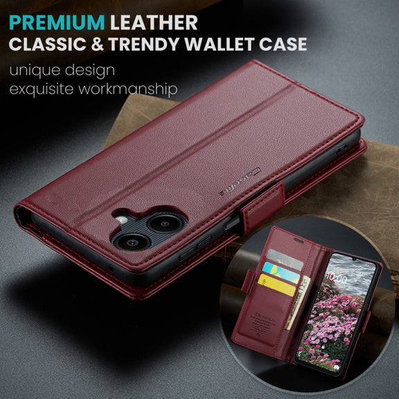 For Samsung Galaxy A06 CaseMe 023 Butterfly Buckle Litchi Texture RFID Anti-theft Leather Phone Case(Red)