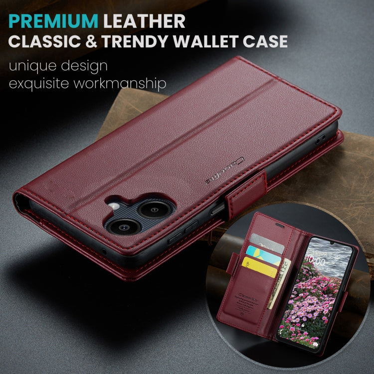 For Samsung Galaxy A06 CaseMe 023 Butterfly Buckle Litchi Texture RFID Anti-theft Leather Phone Case(Red)