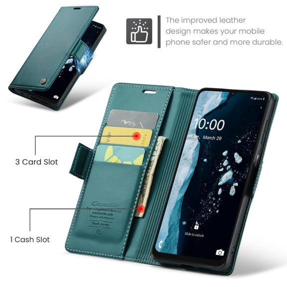 For Samsung Galaxy A06 CaseMe 023 Butterfly Buckle Litchi Texture RFID Anti-theft Leather Phone Case(Green)