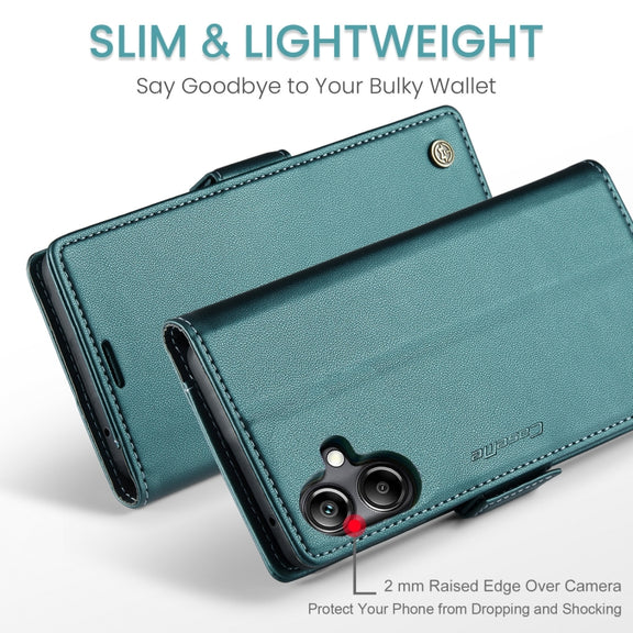 For Samsung Galaxy A06 CaseMe 023 Butterfly Buckle Litchi Texture RFID Anti-theft Leather Phone Case(Green)