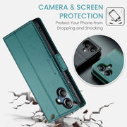 For Samsung Galaxy A06 CaseMe 023 Butterfly Buckle Litchi Texture RFID Anti-theft Leather Phone Case(Green)