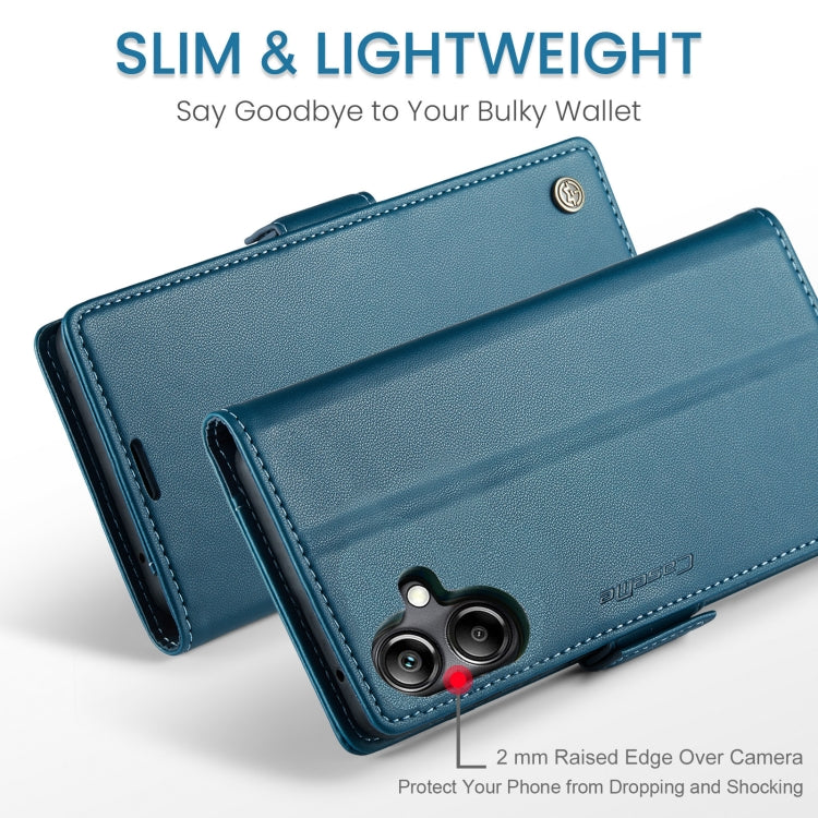 For Samsung Galaxy A06 CaseMe 023 Butterfly Buckle Litchi Texture RFID Anti-theft Leather Phone Case(Blue)