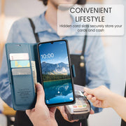 For Samsung Galaxy A06 CaseMe 023 Butterfly Buckle Litchi Texture RFID Anti-theft Leather Phone Case(Blue)