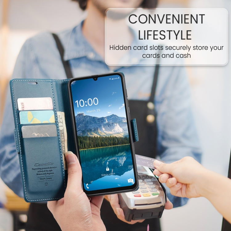 For Samsung Galaxy A06 CaseMe 023 Butterfly Buckle Litchi Texture RFID Anti-theft Leather Phone Case(Blue)