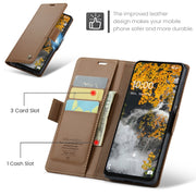 For Samsung Galaxy A06 CaseMe 023 Butterfly Buckle Litchi Texture RFID Anti-theft Leather Phone Case(Brown)