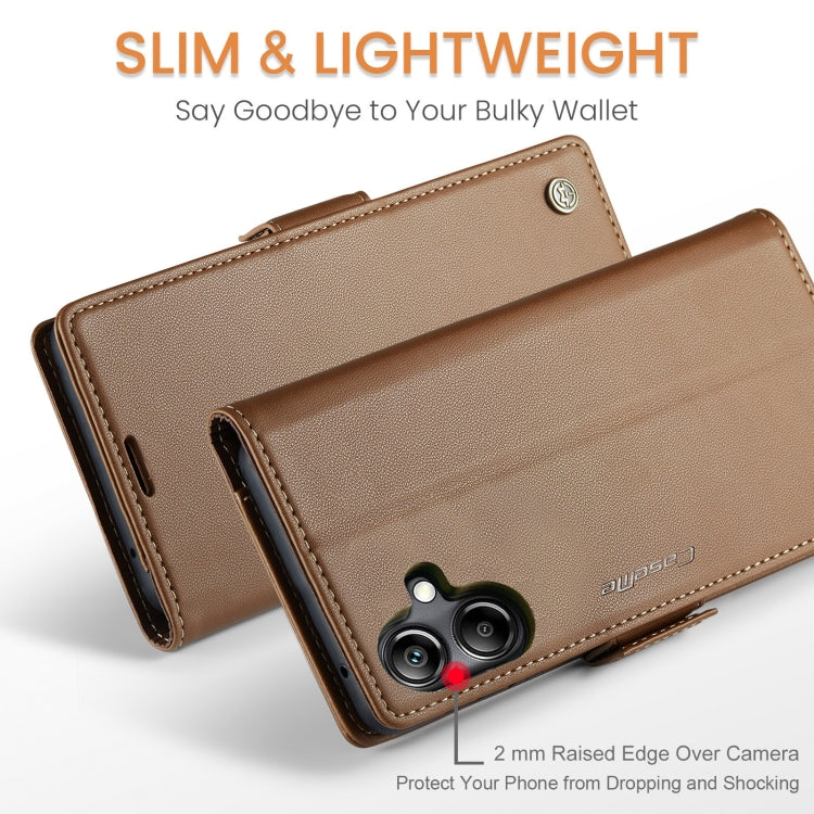 For Samsung Galaxy A06 CaseMe 023 Butterfly Buckle Litchi Texture RFID Anti-theft Leather Phone Case(Brown)
