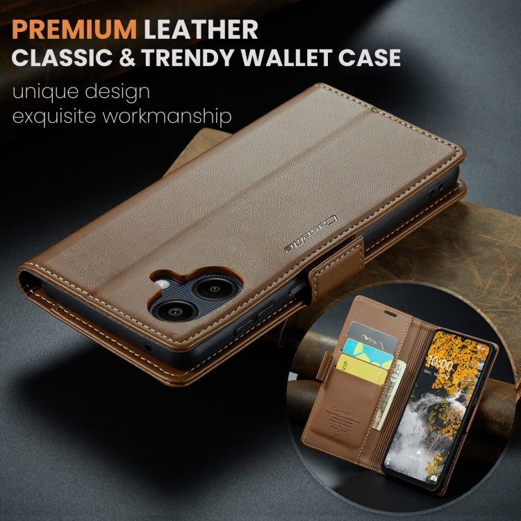 For Samsung Galaxy A06 CaseMe 023 Butterfly Buckle Litchi Texture RFID Anti-theft Leather Phone Case(Brown)