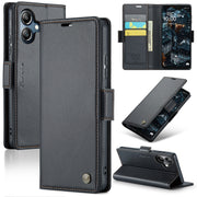 For Samsung Galaxy A06 CaseMe 023 Butterfly Buckle Litchi Texture RFID Anti-theft Leather Phone Case(Black)