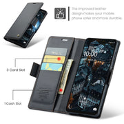 For Samsung Galaxy A06 CaseMe 023 Butterfly Buckle Litchi Texture RFID Anti-theft Leather Phone Case(Black)