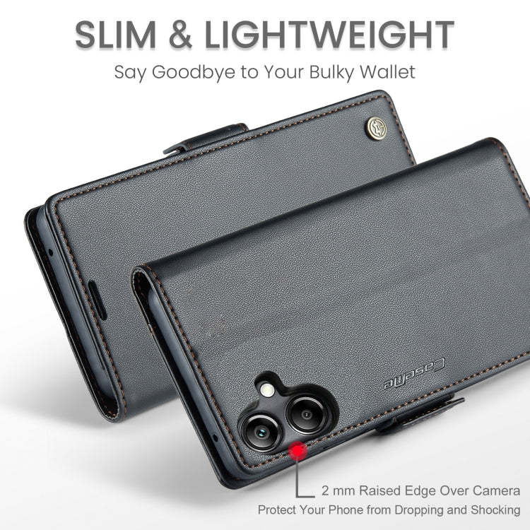 For Samsung Galaxy A06 CaseMe 023 Butterfly Buckle Litchi Texture RFID Anti-theft Leather Phone Case(Black)