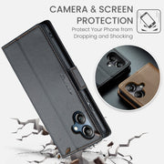 For Samsung Galaxy A06 CaseMe 023 Butterfly Buckle Litchi Texture RFID Anti-theft Leather Phone Case(Black)
