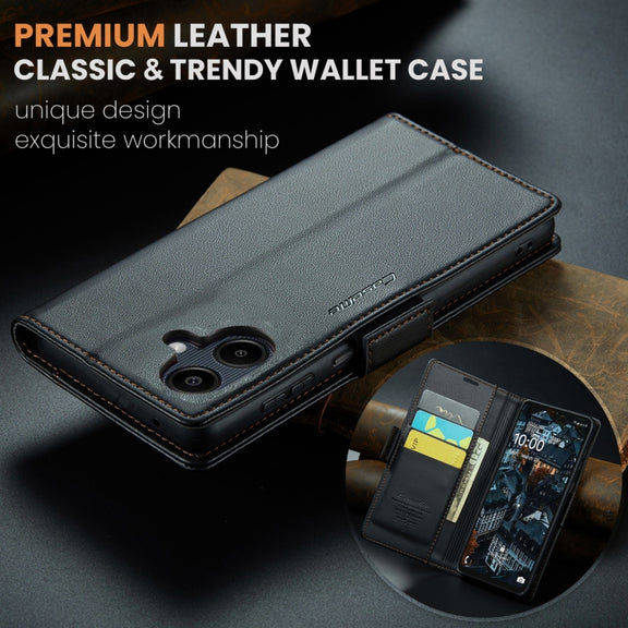 For Samsung Galaxy A06 CaseMe 023 Butterfly Buckle Litchi Texture RFID Anti-theft Leather Phone Case(Black)