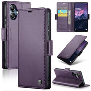 For Samsung Galaxy A06 CaseMe 023 Butterfly Buckle Litchi Texture RFID Anti-theft Leather Phone Case(Purple)