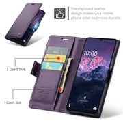 For Samsung Galaxy A06 CaseMe 023 Butterfly Buckle Litchi Texture RFID Anti-theft Leather Phone Case(Purple)