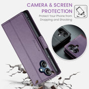 For Samsung Galaxy A06 CaseMe 023 Butterfly Buckle Litchi Texture RFID Anti-theft Leather Phone Case(Purple)