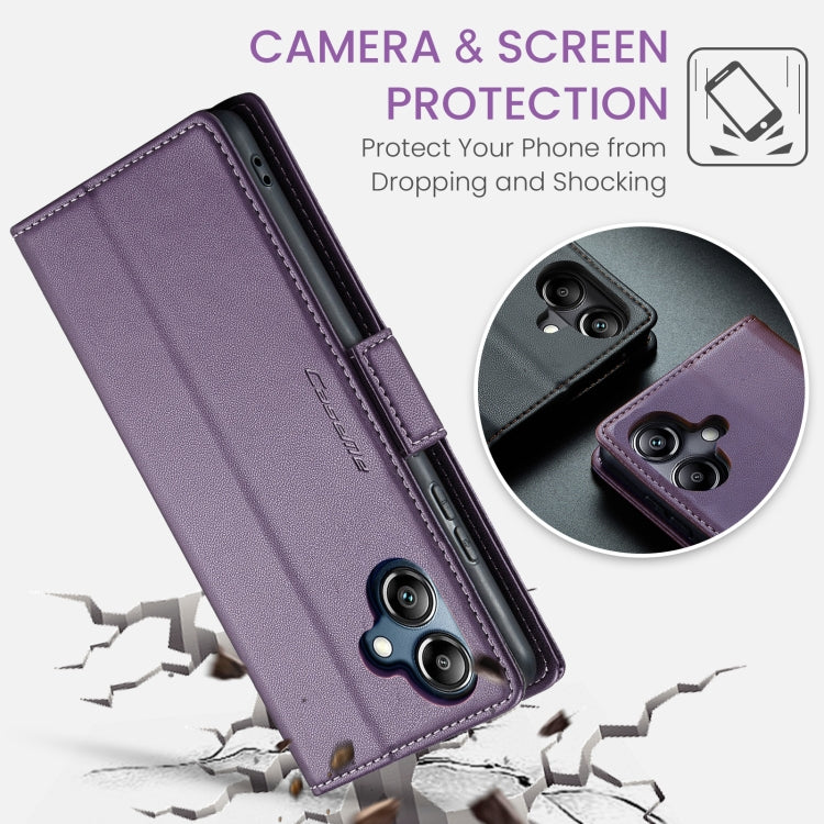 For Samsung Galaxy A06 CaseMe 023 Butterfly Buckle Litchi Texture RFID Anti-theft Leather Phone Case(Purple)