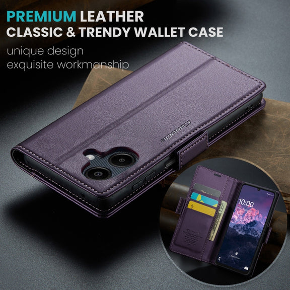 For Samsung Galaxy A06 CaseMe 023 Butterfly Buckle Litchi Texture RFID Anti-theft Leather Phone Case(Purple)