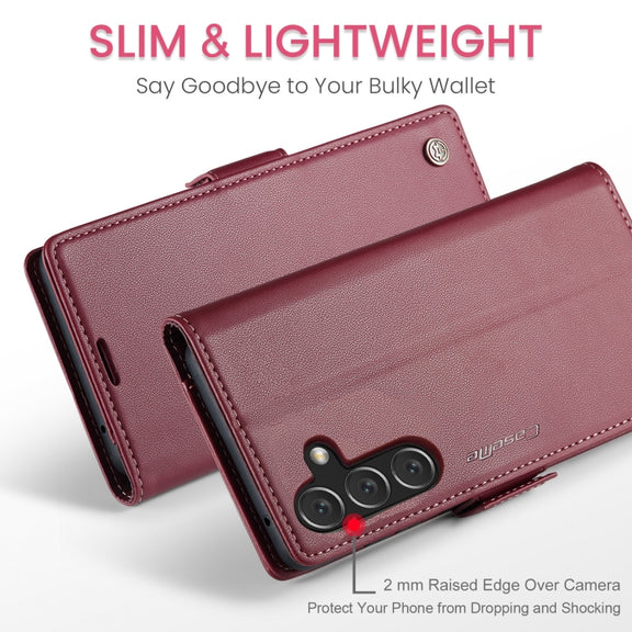 For Samsung Galaxy A16 5G CaseMe 023 Butterfly Buckle Litchi Texture RFID Anti-theft Leather Phone Case(Red)
