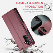 For Samsung Galaxy A16 5G CaseMe 023 Butterfly Buckle Litchi Texture RFID Anti-theft Leather Phone Case(Red)