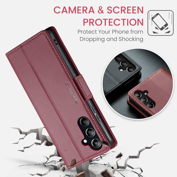 For Samsung Galaxy A16 5G CaseMe 023 Butterfly Buckle Litchi Texture RFID Anti-theft Leather Phone Case(Red)