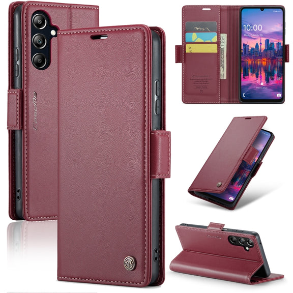 For Samsung Galaxy A16 5G CaseMe 023 Butterfly Buckle Litchi Texture RFID Anti-theft Leather Phone Case(Red)