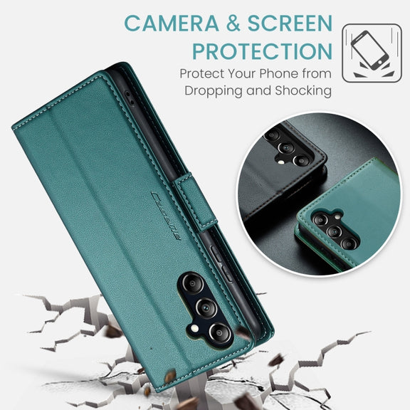 For Samsung Galaxy A16 5G CaseMe 023 Butterfly Buckle Litchi Texture RFID Anti-theft Leather Phone Case(Green)