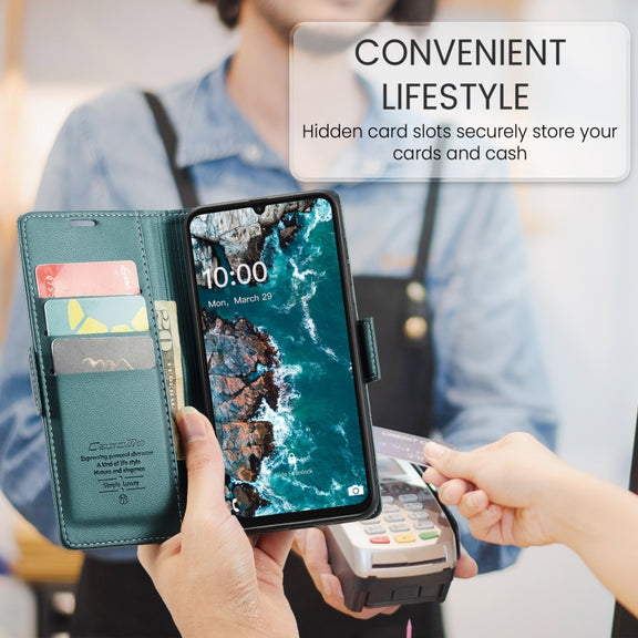 For Samsung Galaxy A16 5G CaseMe 023 Butterfly Buckle Litchi Texture RFID Anti-theft Leather Phone Case(Green)