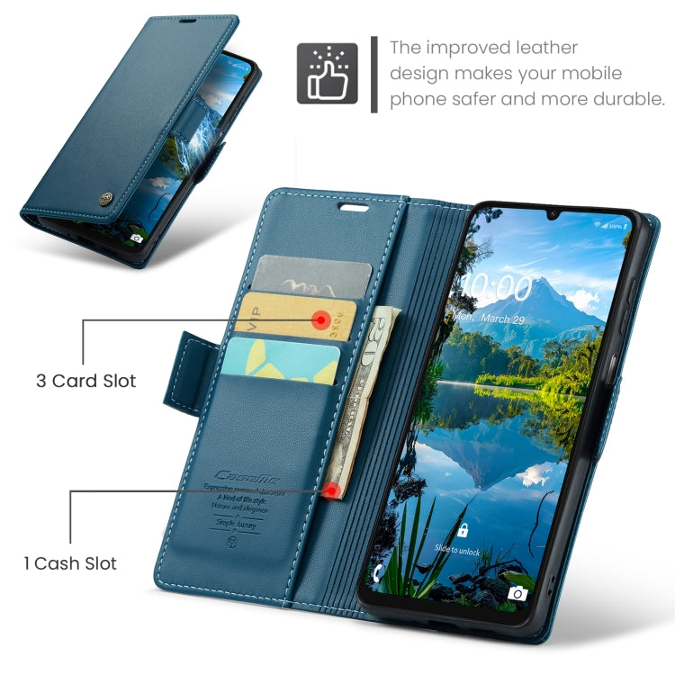 For Samsung Galaxy A16 5G CaseMe 023 Butterfly Buckle Litchi Texture RFID Anti-theft Leather Phone Case(Blue)