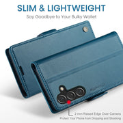 For Samsung Galaxy A16 5G CaseMe 023 Butterfly Buckle Litchi Texture RFID Anti-theft Leather Phone Case(Blue)