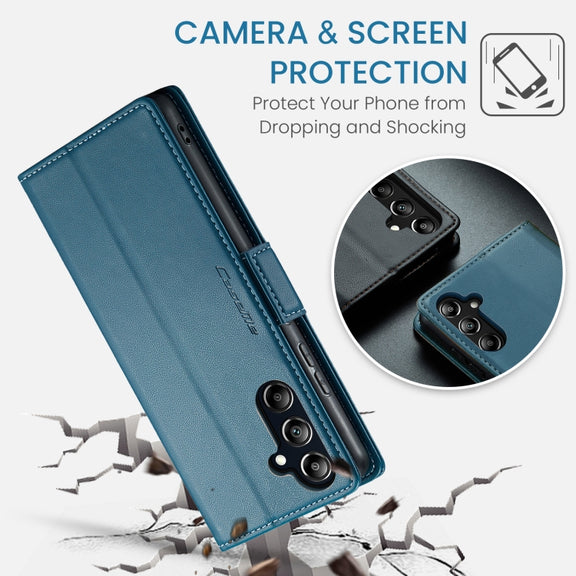 For Samsung Galaxy A16 5G CaseMe 023 Butterfly Buckle Litchi Texture RFID Anti-theft Leather Phone Case(Blue)