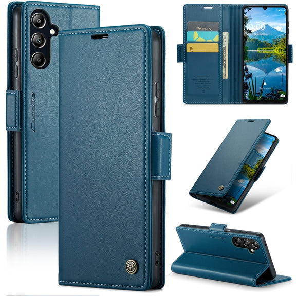 For Samsung Galaxy A16 5G CaseMe 023 Butterfly Buckle Litchi Texture RFID Anti-theft Leather Phone Case(Blue)