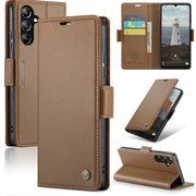 For Samsung Galaxy A16 5G CaseMe 023 Butterfly Buckle Litchi Texture RFID Anti-theft Leather Phone Case(Brown)