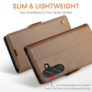 For Samsung Galaxy A16 5G CaseMe 023 Butterfly Buckle Litchi Texture RFID Anti-theft Leather Phone Case(Brown)