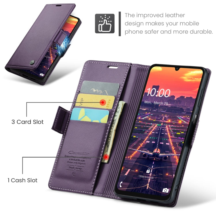For Samsung Galaxy A16 5G CaseMe 023 Butterfly Buckle Litchi Texture RFID Anti-theft Leather Phone Case(Purple)