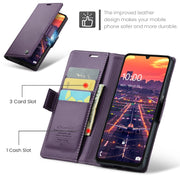 For Samsung Galaxy A16 5G CaseMe 023 Butterfly Buckle Litchi Texture RFID Anti-theft Leather Phone Case(Purple)