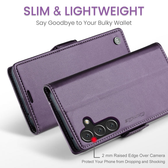 For Samsung Galaxy A16 5G CaseMe 023 Butterfly Buckle Litchi Texture RFID Anti-theft Leather Phone Case(Purple)