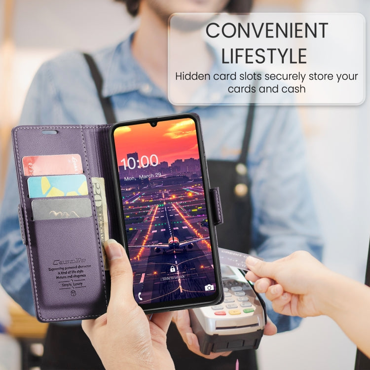 For Samsung Galaxy A16 5G CaseMe 023 Butterfly Buckle Litchi Texture RFID Anti-theft Leather Phone Case(Purple)