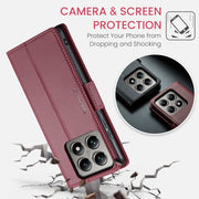 For Xiaomi 14T CaseMe 023 Butterfly Buckle Litchi Texture RFID Anti-theft Leather Phone Case(Red)