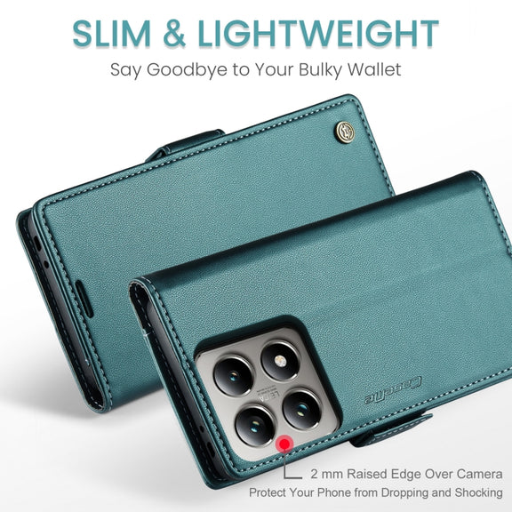 For Xiaomi 14T CaseMe 023 Butterfly Buckle Litchi Texture RFID Anti-theft Leather Phone Case(Green)