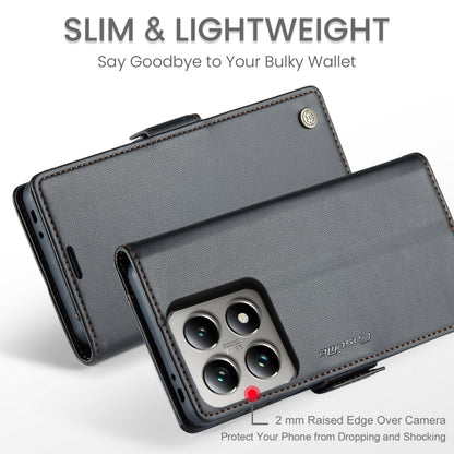 For Xiaomi 14T CaseMe 023 Butterfly Buckle Litchi Texture RFID Anti-theft Leather Phone Case(Black) - free shipping - PMC Jewellery - Order now!