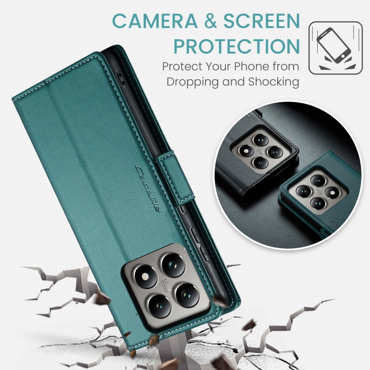 For Xiaomi 14T Pro CaseMe 023 Butterfly Buckle Litchi Texture RFID Anti-theft Leather Phone Case(Green)