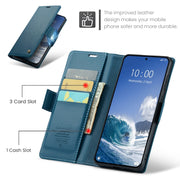 For Xiaomi 14T Pro CaseMe 023 Butterfly Buckle Litchi Texture RFID Anti-theft Leather Phone Case(Blue)