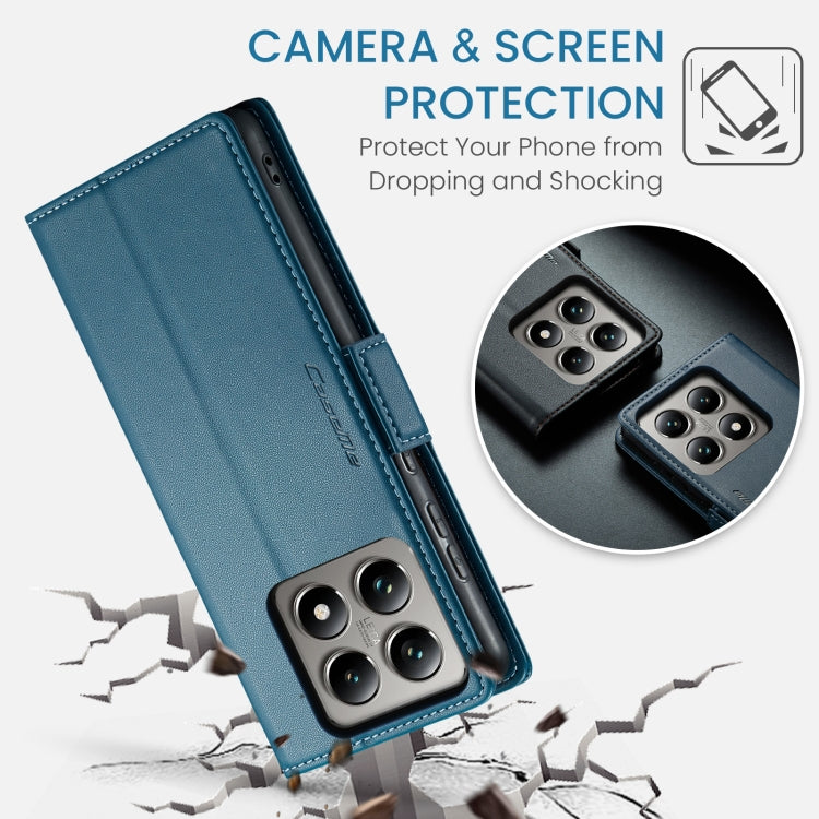 For Xiaomi 14T Pro CaseMe 023 Butterfly Buckle Litchi Texture RFID Anti-theft Leather Phone Case(Blue)