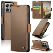 For Xiaomi 14T Pro CaseMe 023 Butterfly Buckle Litchi Texture RFID Anti-theft Leather Phone Case(Brown)